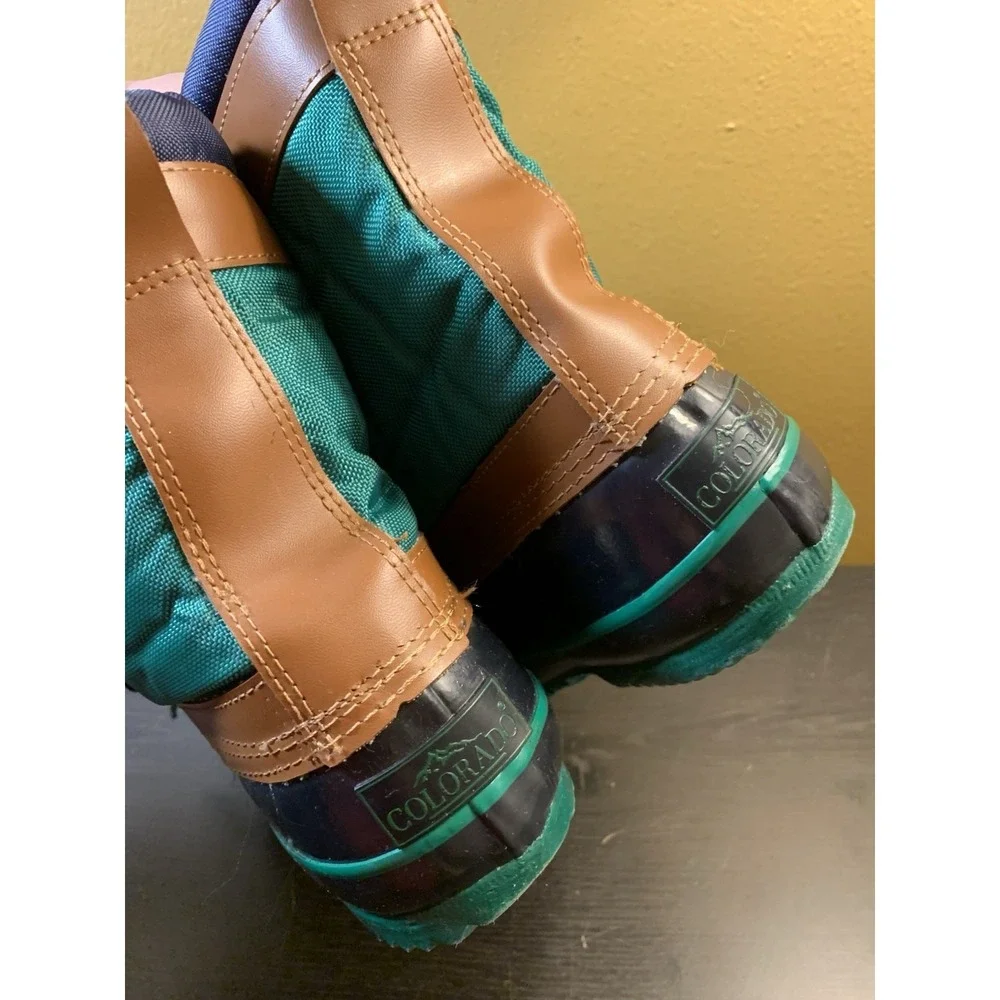 Vintage Colorado Navy Green Color Block Snow Duck Boots Women's Size‎ 7